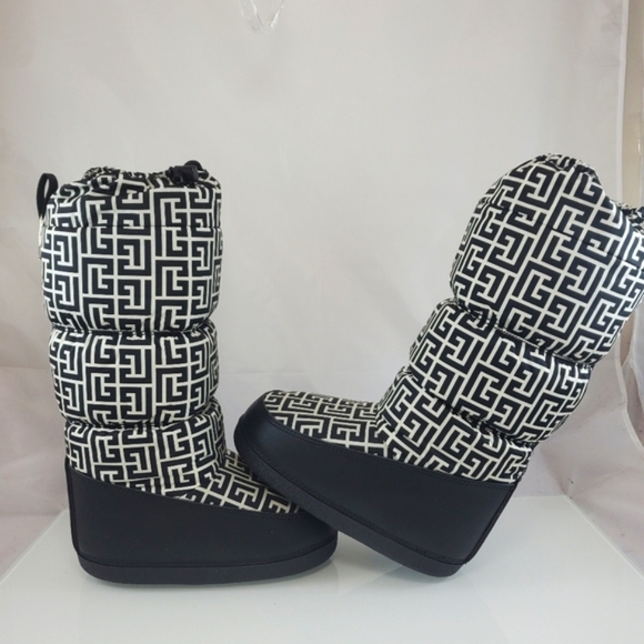 NWT$795 Balmain Monogram Logo Nylon Drawstring Ski Winter Boots Sz 5-7 - Picture 15 of 15